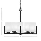 Atlas Five Light Chandelier in Matte Black with White Marble Shade