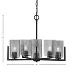 Atlas Five Light Chandelier in Matte Black with Smoke Bubble Shade