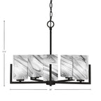 Atlas Five Light Chandelier in Matte Black with Onyx Swirl Shade
