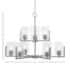 Atlas Nine Light Chandelier in Graphite with 4" Clear Bubble Shade