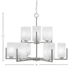 Atlas Nine Light Chandelier in Graphite with White Marble Shade