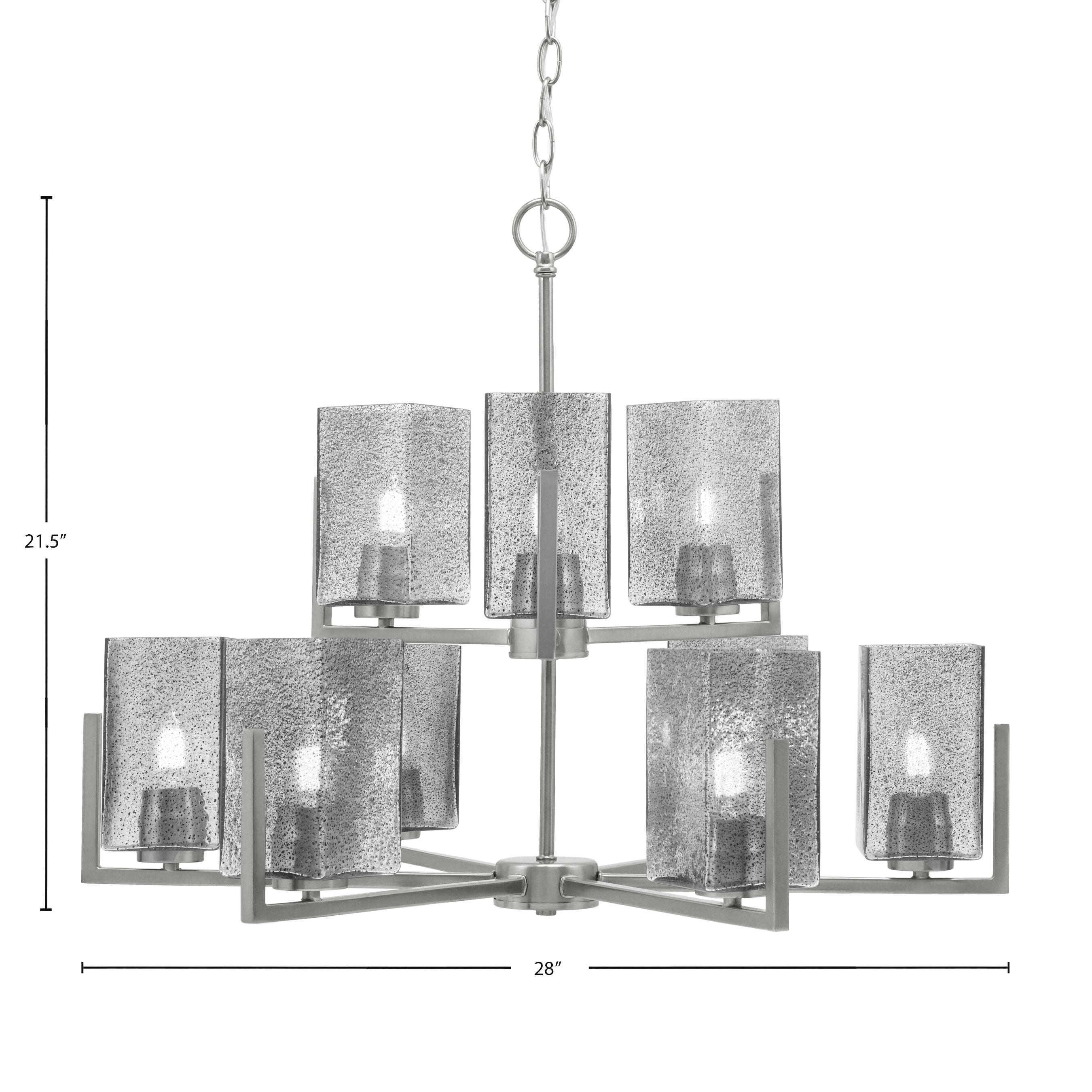 Atlas Nine Light Chandelier in Graphite with Smoke Bubble Shade
