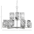 Atlas Nine Light Chandelier in Graphite with Onyx Swirl Shade