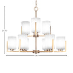 Atlas Nine Light Chandelier in New Age Brass with 4" White Marble Shade
