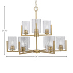 Atlas Nine Light Chandelier in New Age Brass with 4" Smoke Bubble Shade