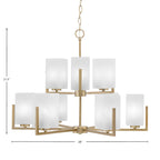 Atlas Nine Light Chandelier in New Age Brass with White Marble Shade