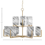 Atlas Nine Light Chandelier in New Age Brass with Onyx Swirl Shade