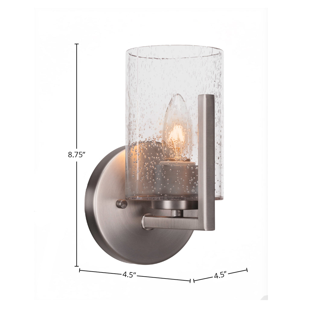 Atlas One Light Wall Sconce in Graphite with 4" Clear Bubble Shade