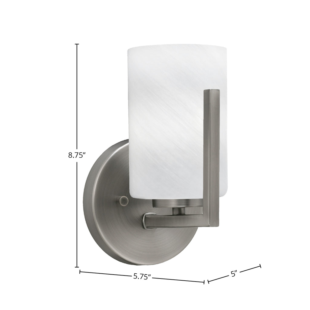 Atlas One Light Wall Sconce in Graphite with 4" White Marble Shade
