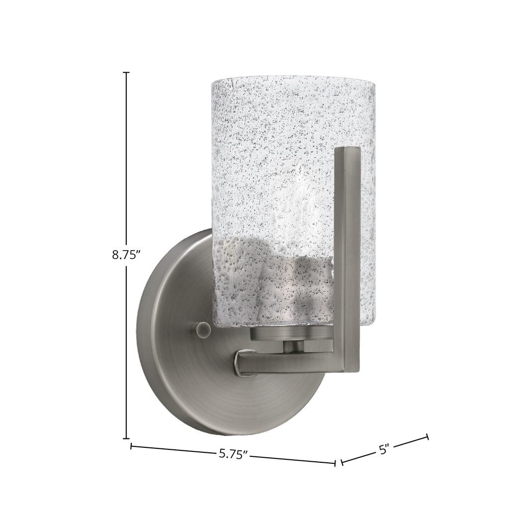 Atlas One Light Wall Sconce in Graphite with 4" Smoke Bubble Shade