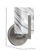 Atlas One Light Wall Sconce in Graphite with Onyx Swirl Shade