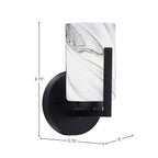 Atlas One Light Wall Sconce in Matte Black with 4" Onyx Swirl Shade