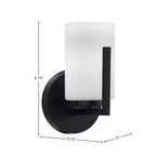Atlas One Light Wall Sconce in Matte Black with 4" White Muslin Shade