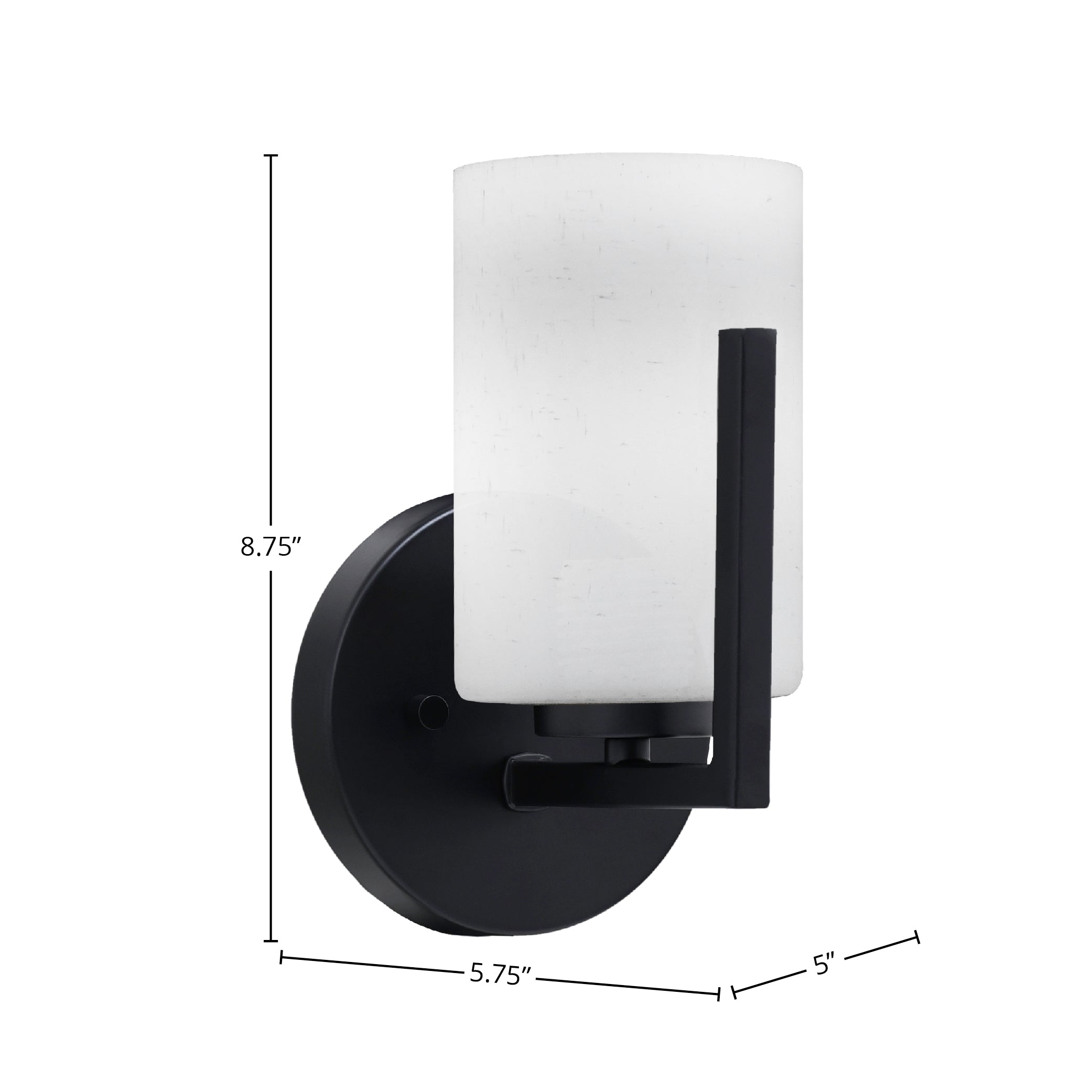 Atlas One Light Wall Sconce in Matte Black with 4" White Muslin Shade