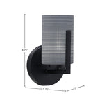 Atlas One Light Wall Sconce in Matte Black with 4" Gray Matrix Shade