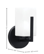 Atlas One Light Wall Sconce in Matte Black with White Marble Shade