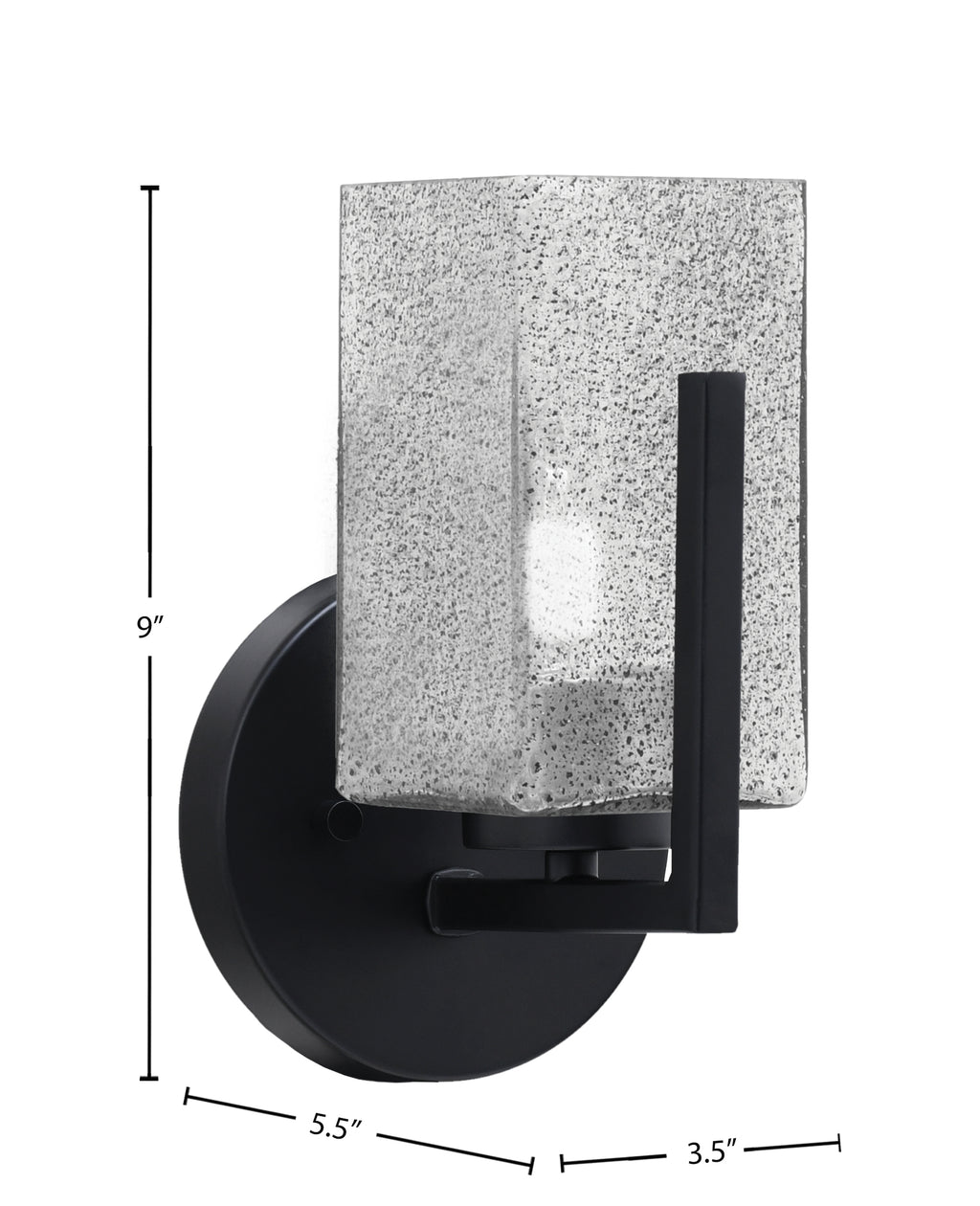 Atlas One Light Wall Sconce in Matte Black with Smoke Bubble Shade