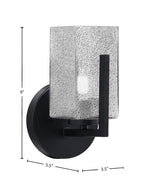 Atlas One Light Wall Sconce in Matte Black with Smoke Bubble Shade
