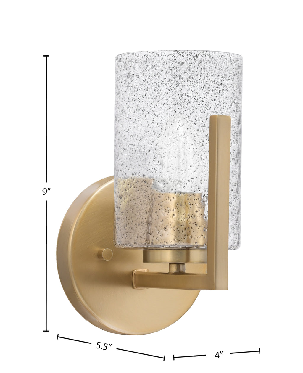 Atlas One Light Wall Sconce in New Age Brass with 4" Smoke Bubble Shade