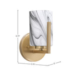 Atlas One Light Wall Sconce in New Age Brass with 4" Onyx Swirl Shade