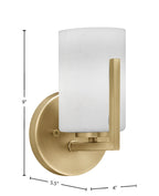 Atlas One Light Wall Sconce in New Age Brass with 4" White Muslin Shade