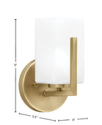 Atlas One Light Wall Sconce in New Age Brass with White Marble Shade