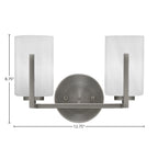 Atlas Two Light Bath Bar in Graphite with 4" White Marble Shade