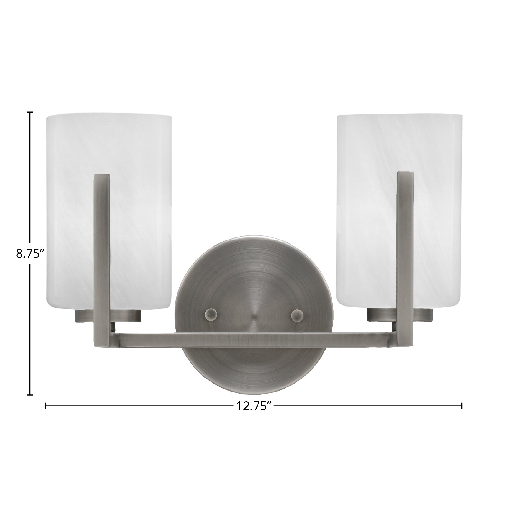 Atlas Two Light Bath Bar in Graphite with 4" White Marble Shade