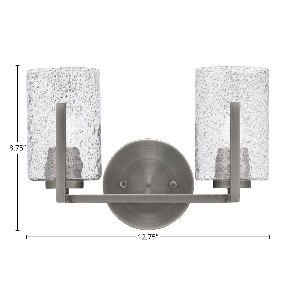 Atlas Two Light Bath Bar in Graphite with 4" Smoke Bubble Shade
