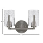 Atlas Two Light Bath Bar in Graphite with 4" Smoke Bubble Shade