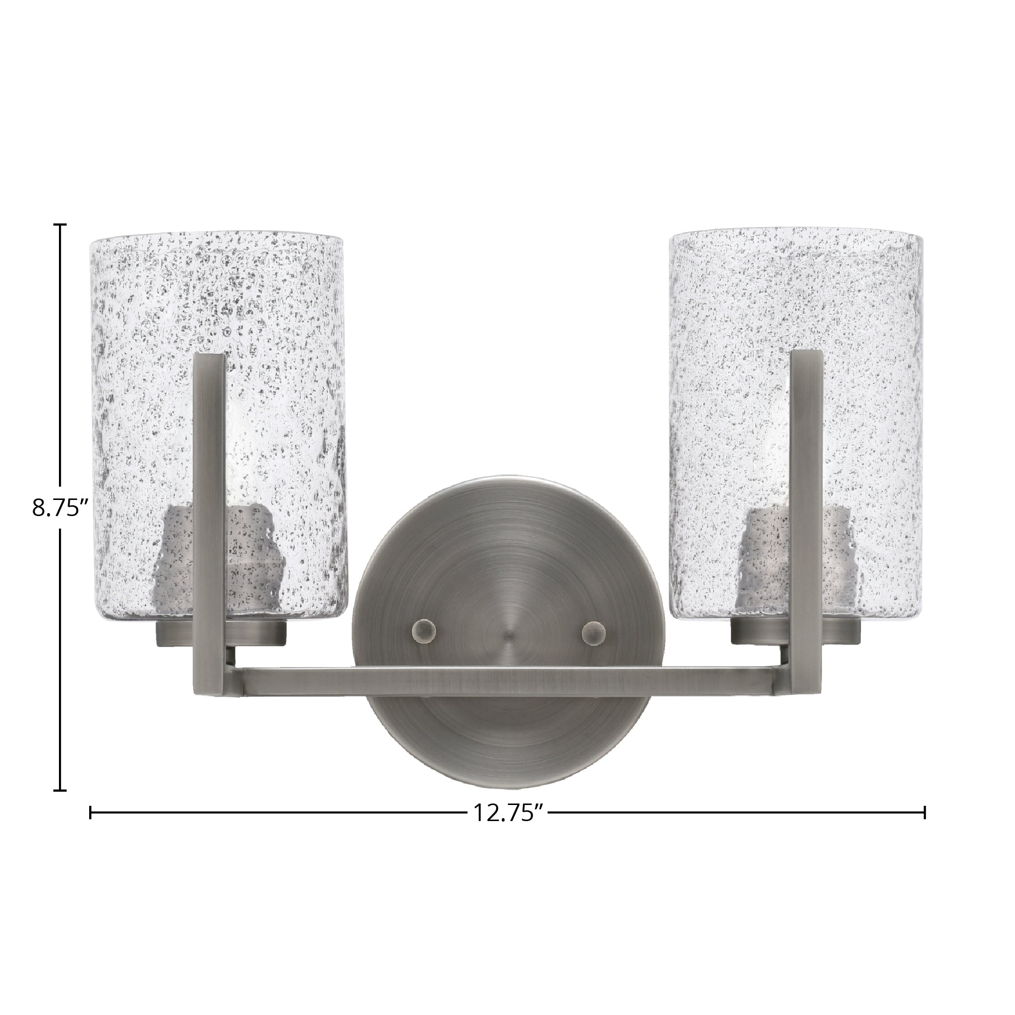 Atlas Two Light Bath Bar in Graphite with 4" Smoke Bubble Shade