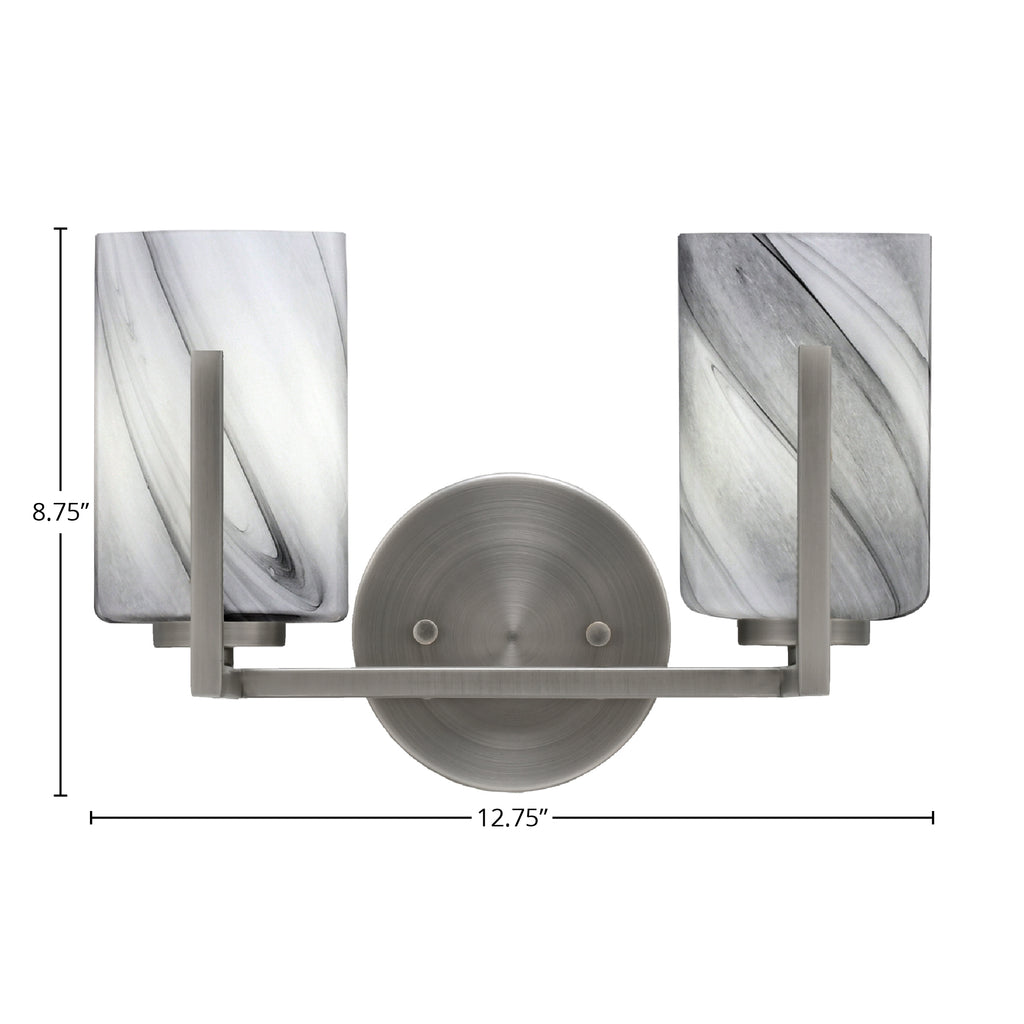 Atlas Two Light Bath Bar in Graphite with 4" Onyx Swirl Shade