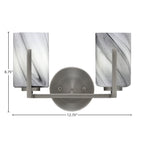 Atlas Two Light Bath Bar in Graphite with 4" Onyx Swirl Shade