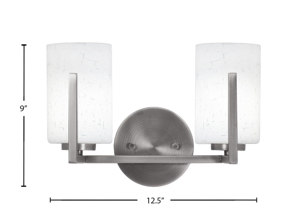 Atlas Two Light Bath Bar in Graphite with 4" White Muslin Shade