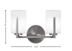 Atlas Two Light Bath Bar in Graphite with 4" White Muslin Shade
