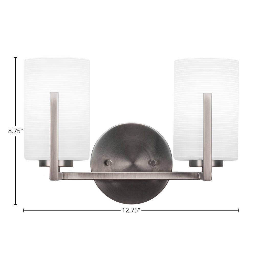 Atlas Two Light Bath Bar in Graphite with 4" White Matrix Shade