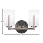 Atlas Two Light Bath Bar in Graphite with 4" White Matrix Shade