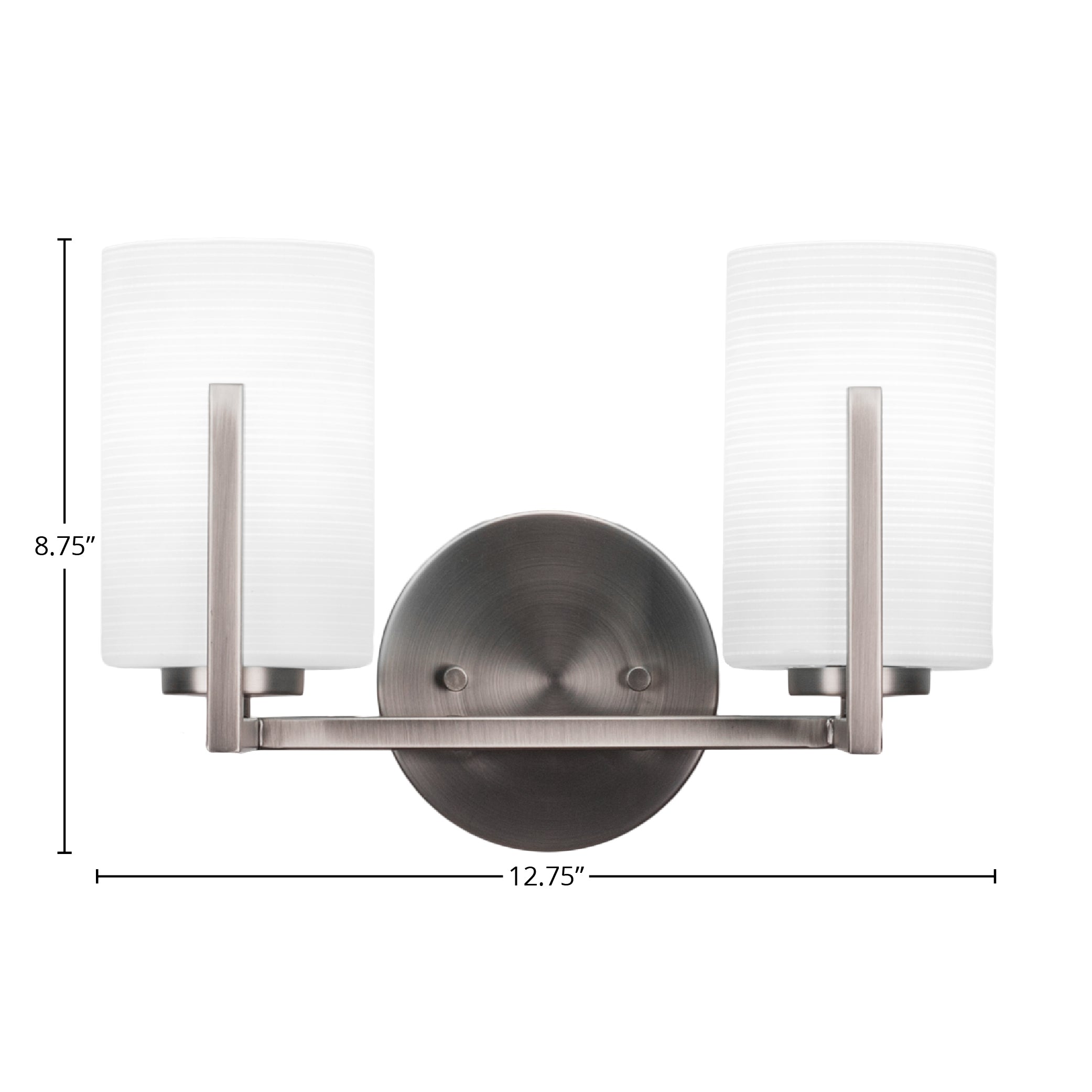 Atlas Two Light Bath Bar in Graphite with 4" White Matrix Shade