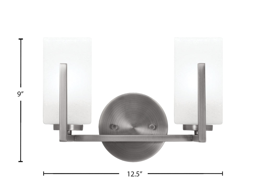 Atlas Two Light Bath Bar in Graphite with White Marble Shade