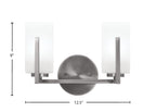 Atlas Two Light Bath Bar in Graphite with White Marble Shade
