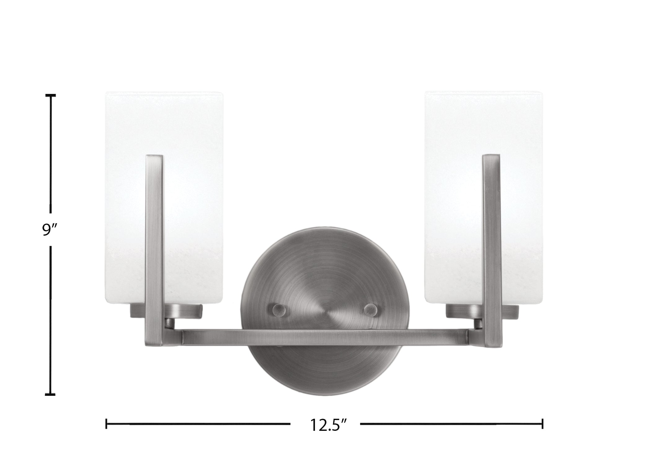 Atlas Two Light Bath Bar in Graphite with White Marble Shade
