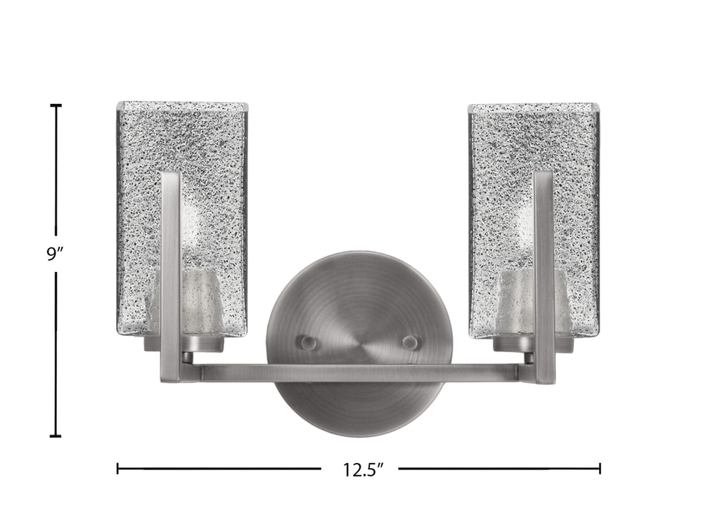 Atlas Two Light Bath Bar in Graphite with Smoke Bubble Shade