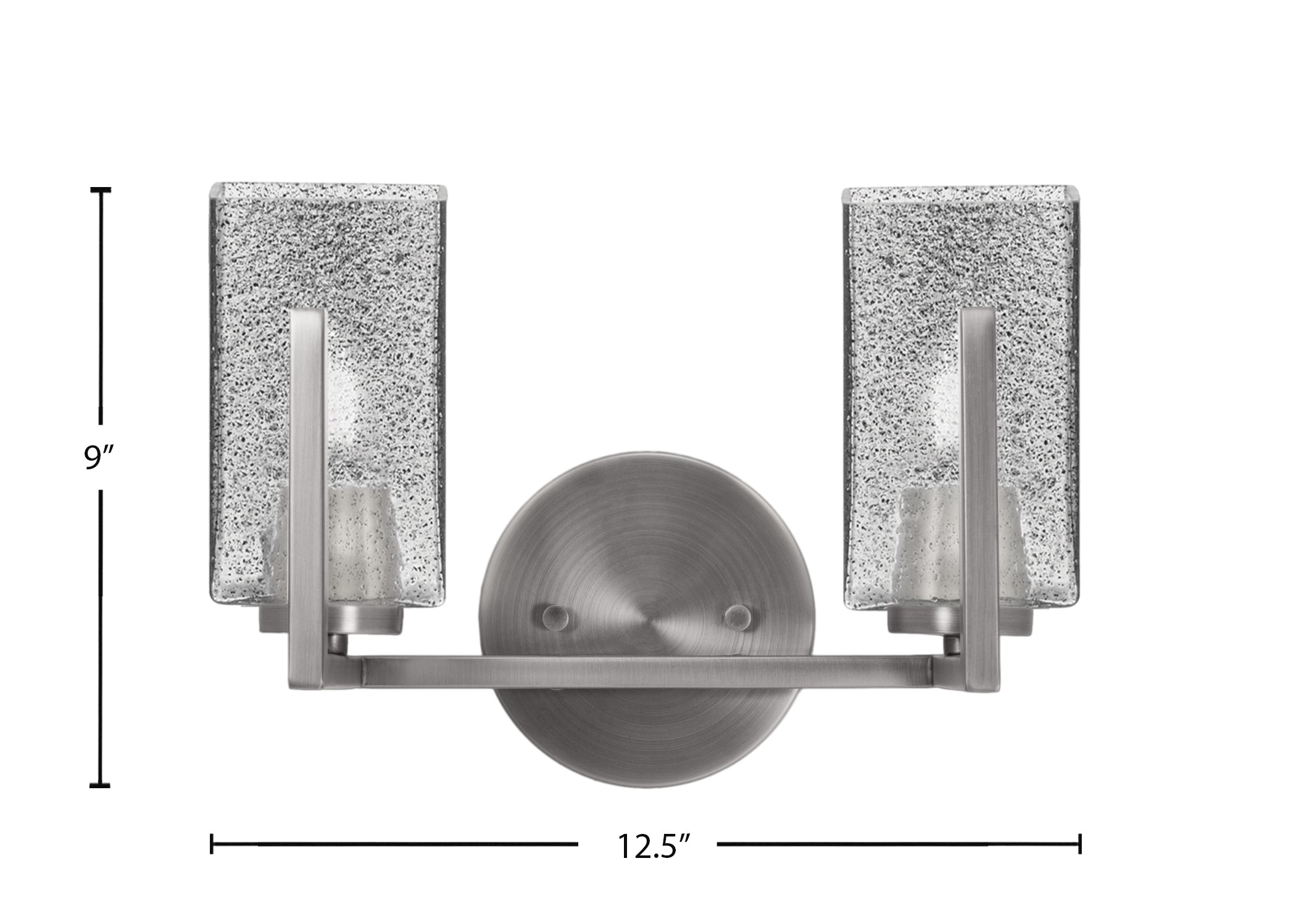 Atlas Two Light Bath Bar in Graphite with Smoke Bubble Shade