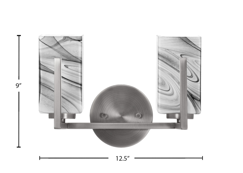 Atlas Two Light Bath Bar in Graphite with Onyx Swirl Shade