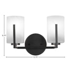 Atlas Two Light Bath Bar in Matte Black with 4" White Marble Shade