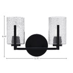 Atlas Two Light Bath Bar in Matte Black with 4" Smoke Bubble Shade