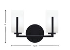 Atlas Two Light Bath Bar in Matte Black with White Marble Shade
