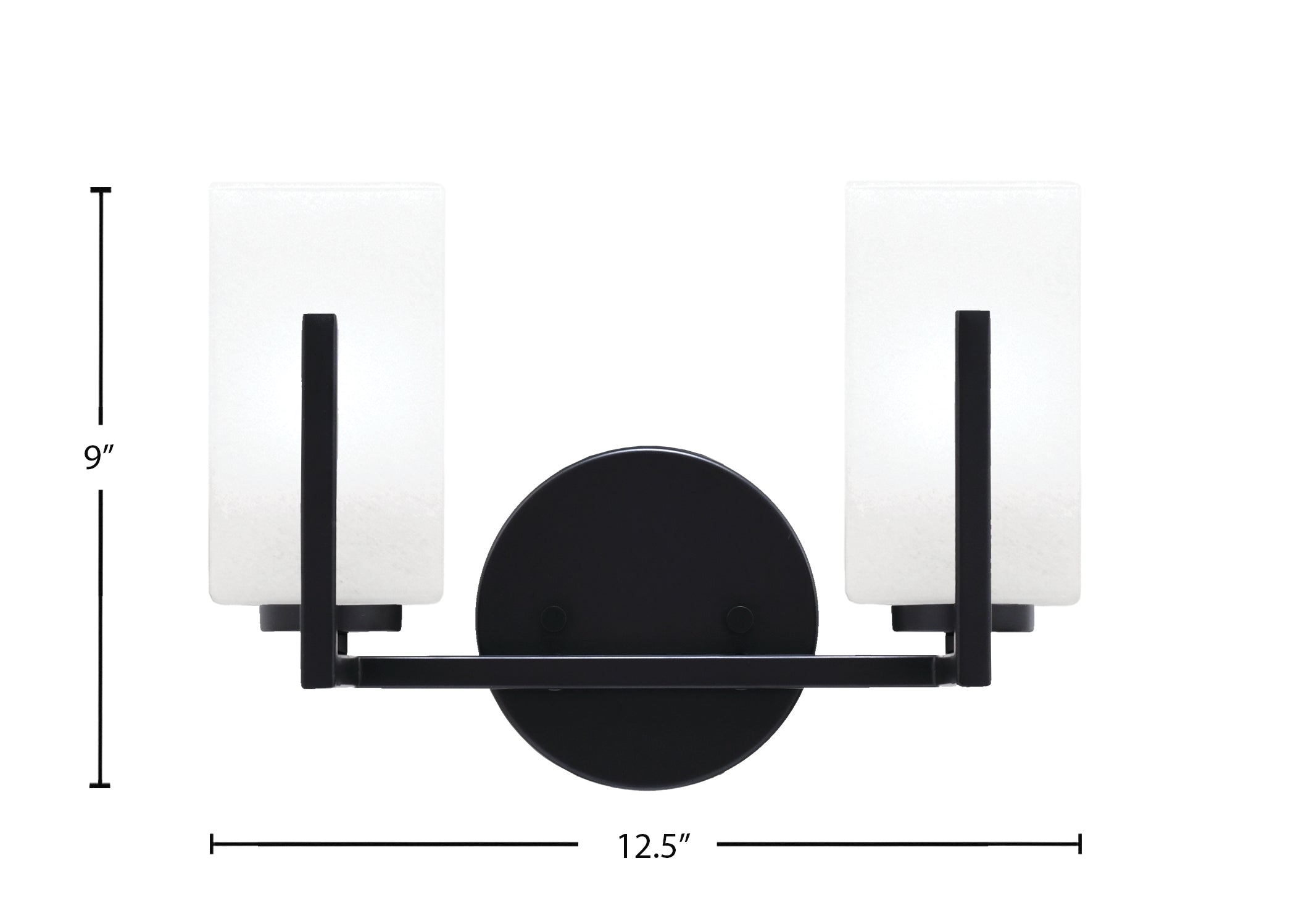 Atlas Two Light Bath Bar in Matte Black with White Marble Shade