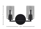 Atlas Two Light Bath Bar in Matte Black with Smoke Bubble Shade