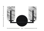 Atlas Two Light Bath Bar in Matte Black with Onyx Swirl Shade